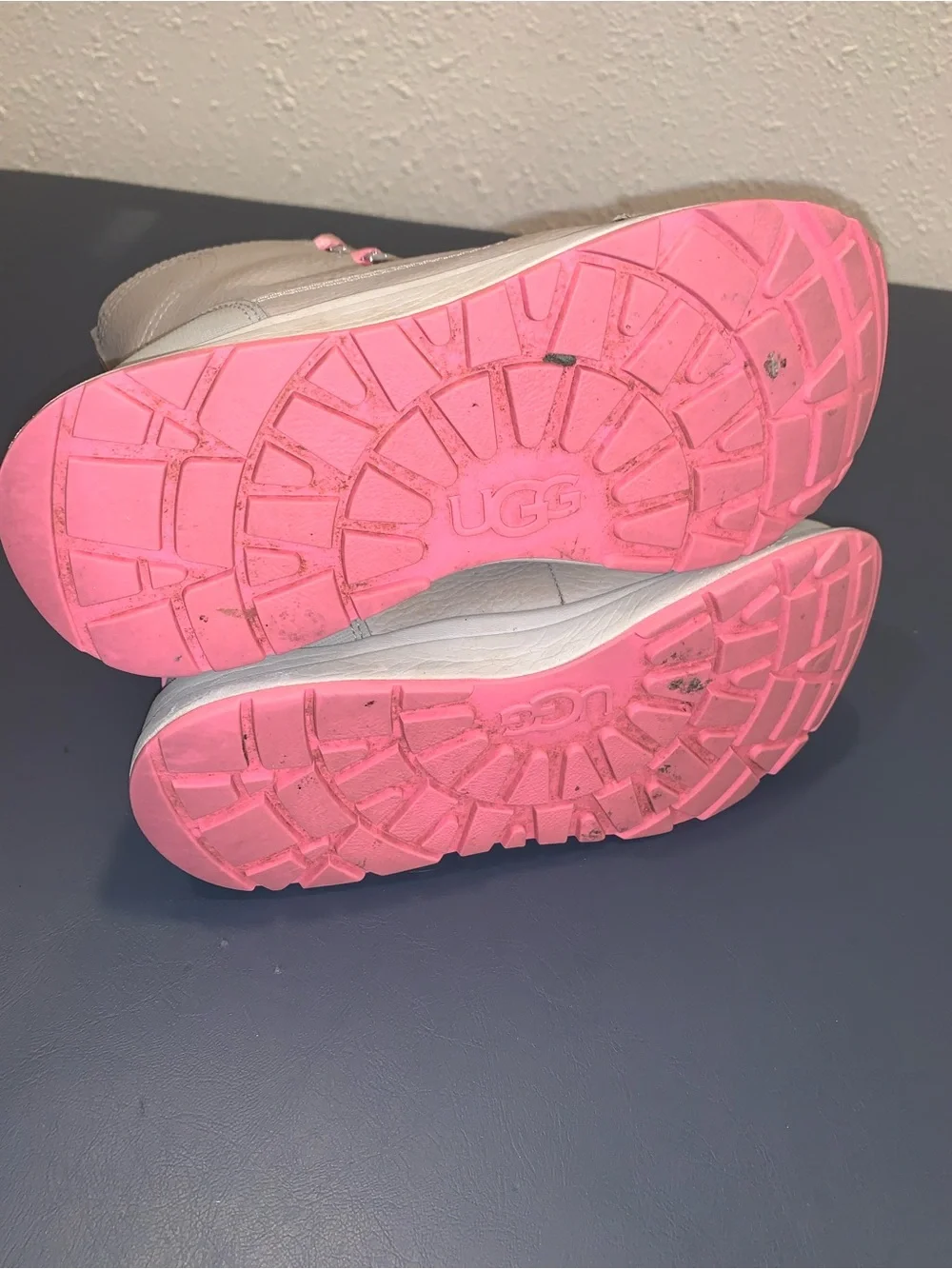 UGG Kids Gray and Pink Lace-Up Winter Boots